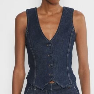 BABATON Deniro Denim Vest No-Stress Dark Blue Size 0 Aritzia NWT